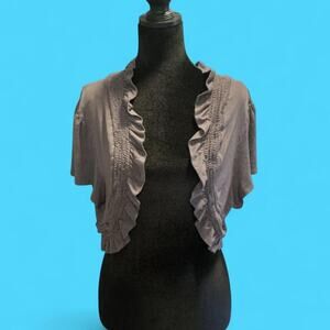 Torrid gray ruffle shrug cropped cardigan